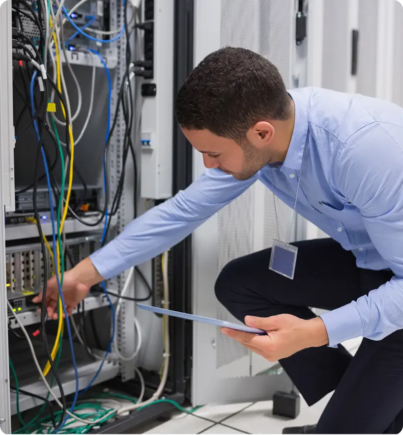 A server setup in an office.